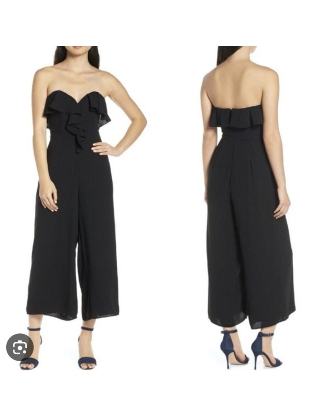 Chelsea28 Jumpsuit Black Cropped Leg Sweetheart Neck 4